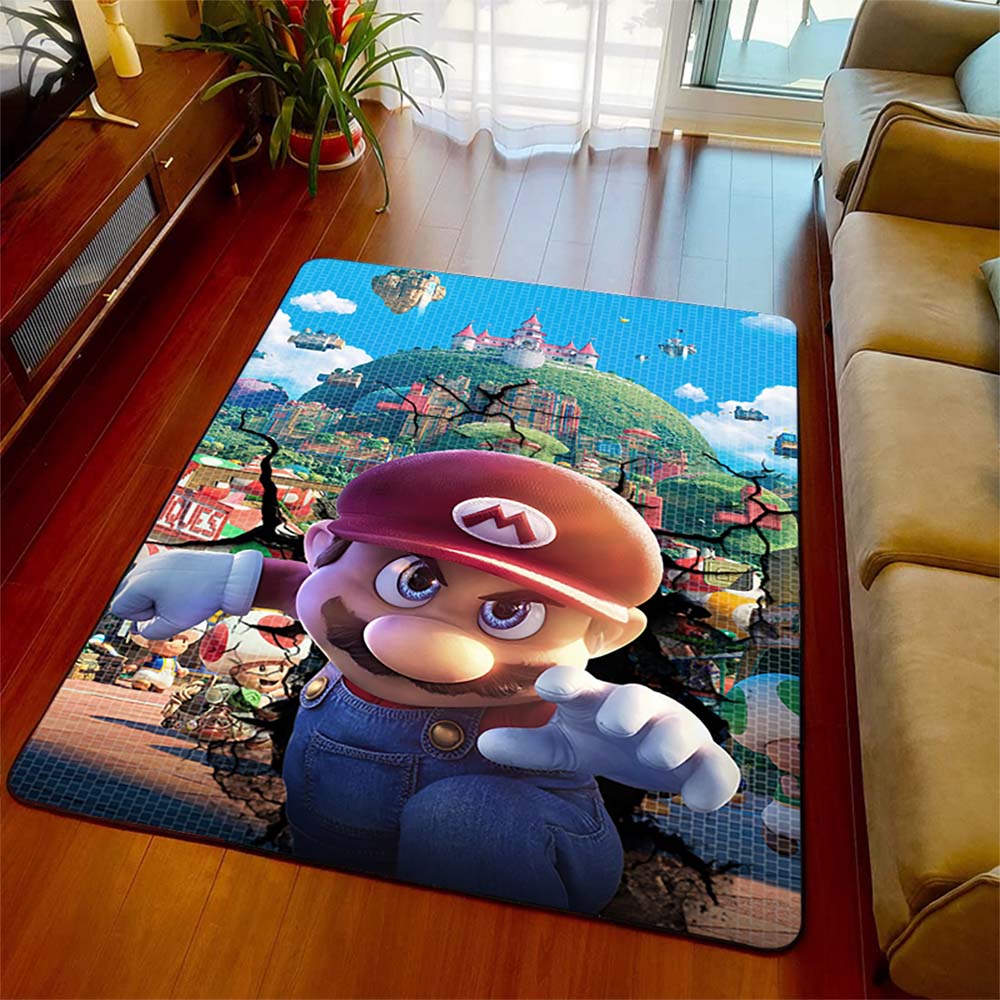 Premium Super Mario Area Rug Polyester Wear-Resistant Non-Slip Floor Carpet Home Bedroom Decor -QJY