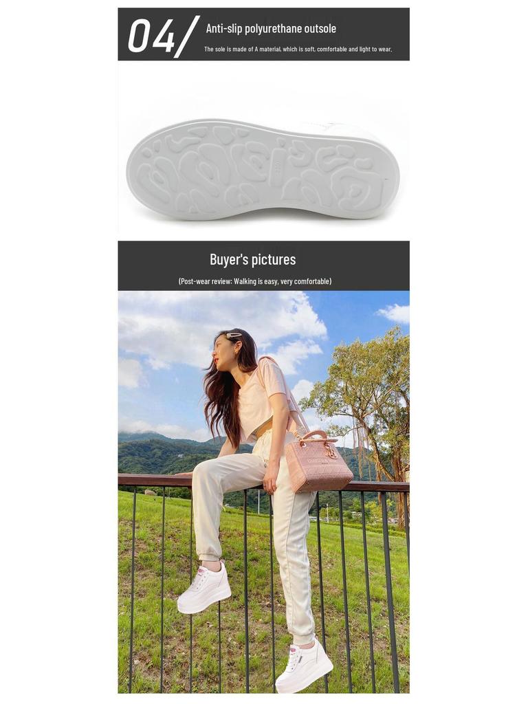 Trendige Plateau-Sneaker für Damen 2025: Atmungsaktives Mesh, Höhensteigerung, Lässiges Weiß.