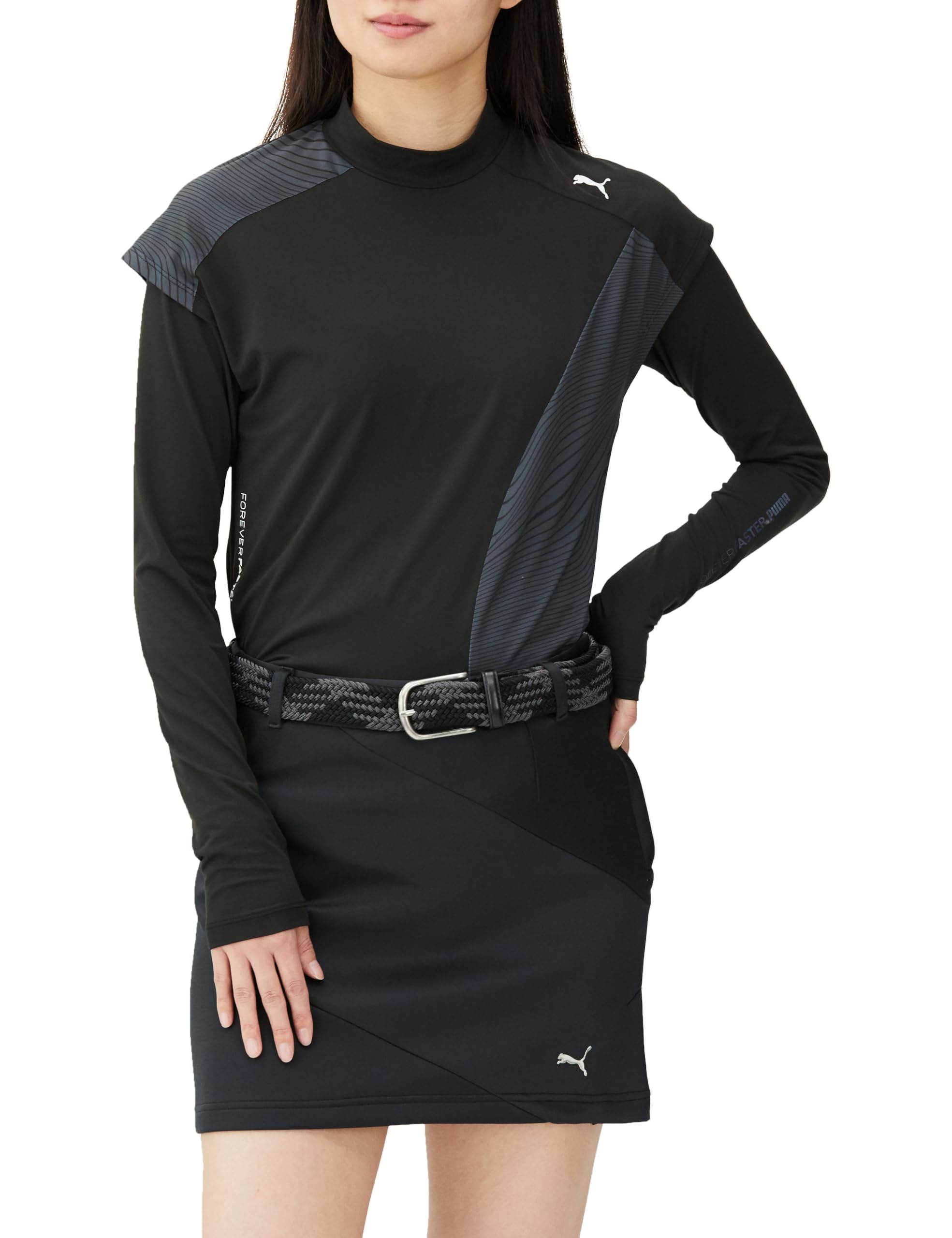 

Golf Shirt Golf W PF Stretch Smooth Set Sleeveless Mock Neck Puma Black [PUMA] Women s