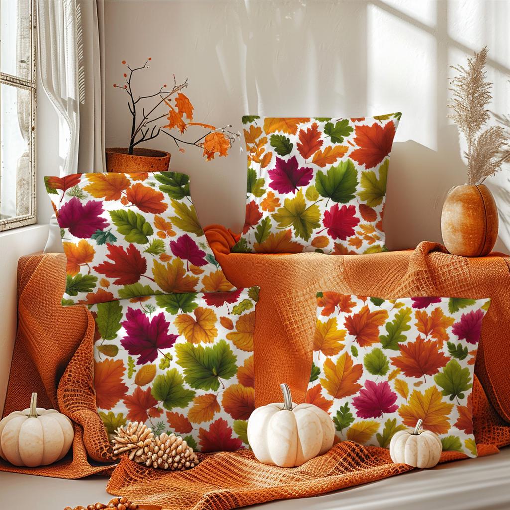 45*45cm Autumn Cushion Cover Halloween Throw Pillow Cover Autumn Maple Fall Decorative Soft Plush Pillowcase for Couch Pillow