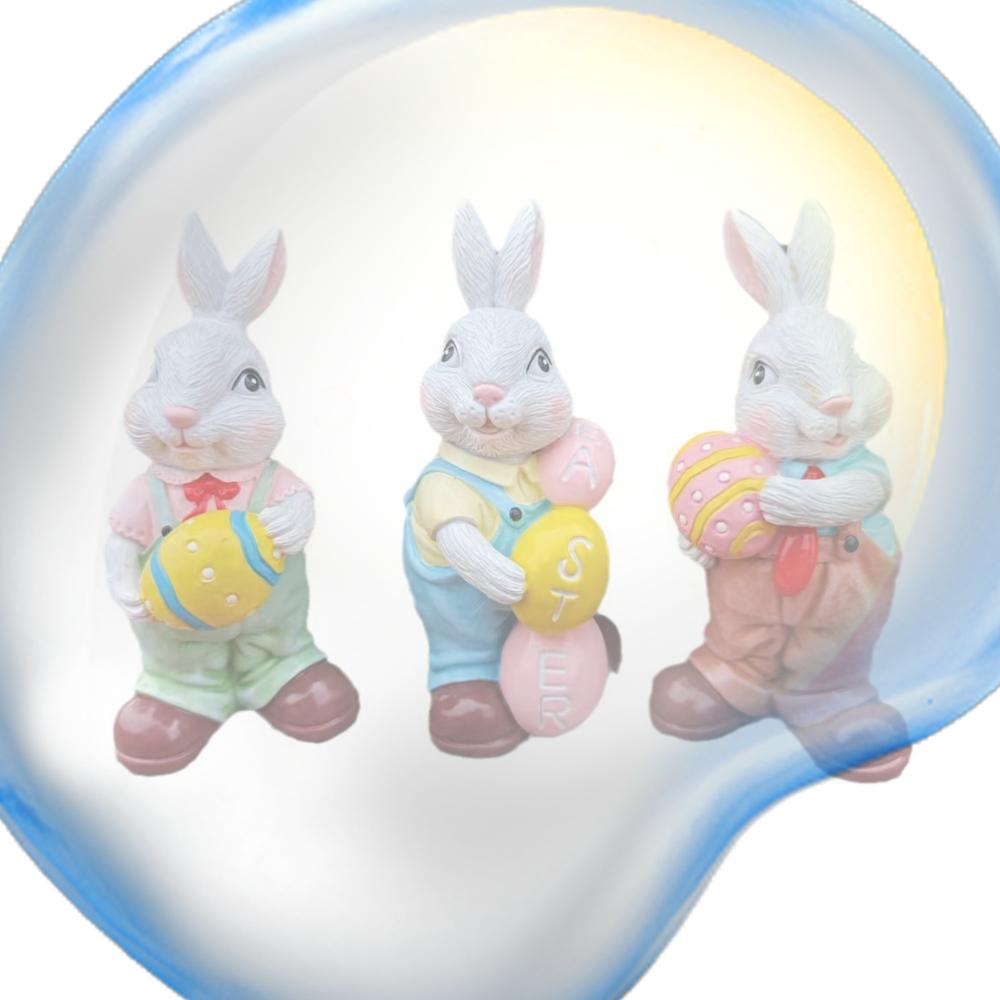 Easter Handcrafted Resin Figurines Colorful Spring Rabbit Decor for Home and Holiday Celebrations