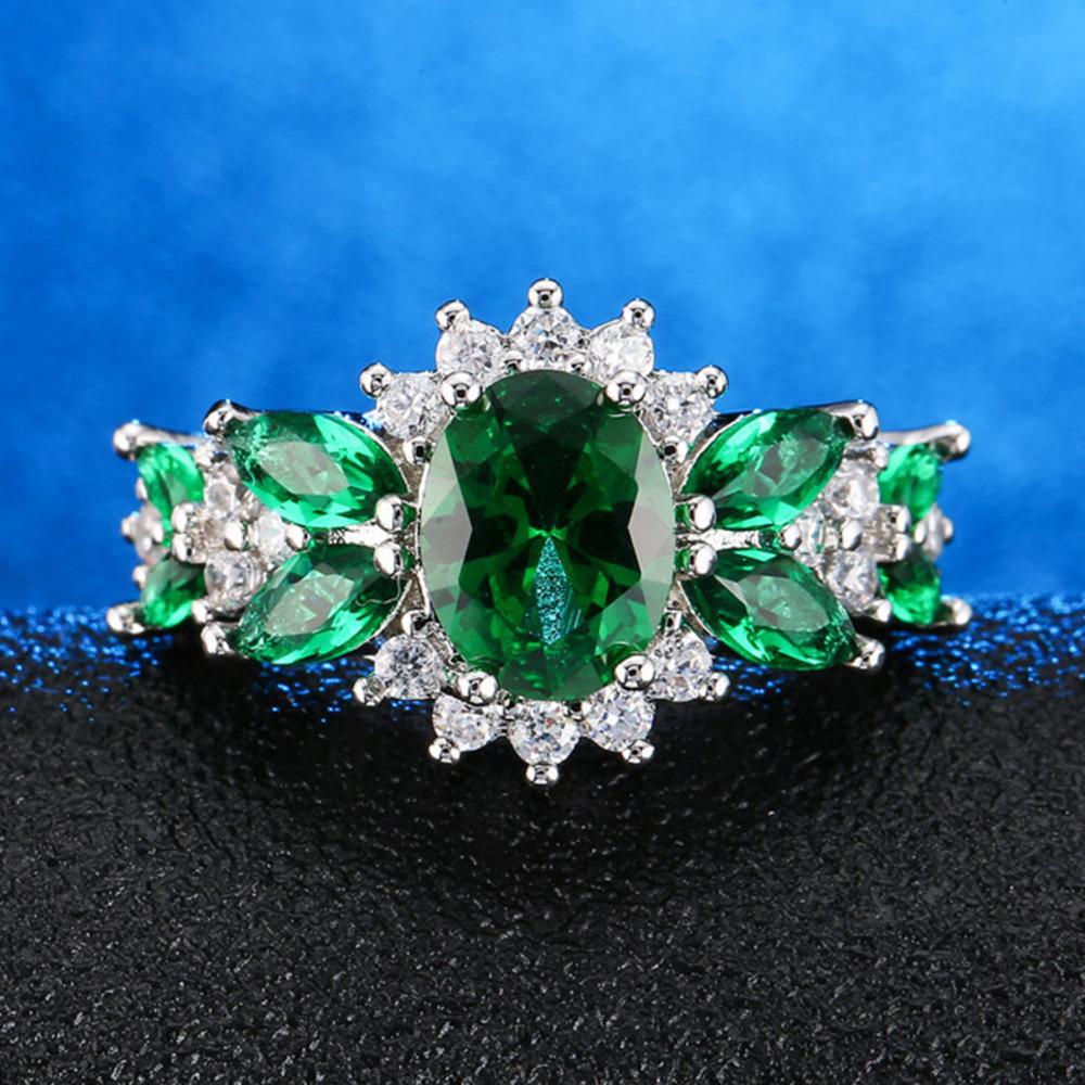 WOSIKATE Fashion Emerald Zirconia Wedding Ring For Women   CopperJewellery Engagement Gift Finger Ring