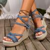 Large size wedge heel sandals women's 2024 autumn new casual fashion outer wear fish mouth rear empty wedge heel women's sandals