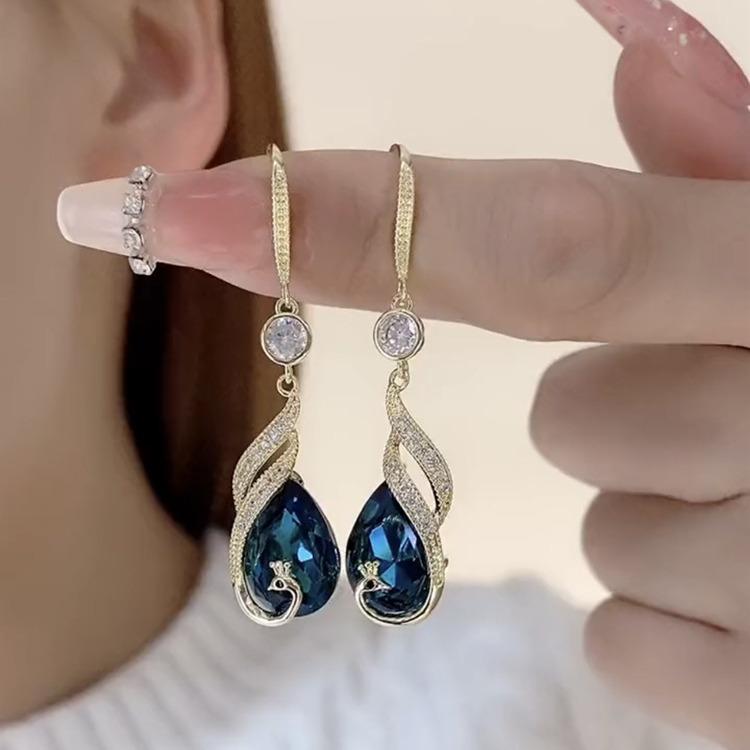 

Fashionable Design, Internet Celebrity, Blue Peacock Ear Line Earrings, New Trendy Long Style, Phoenix Tassel Earrings
