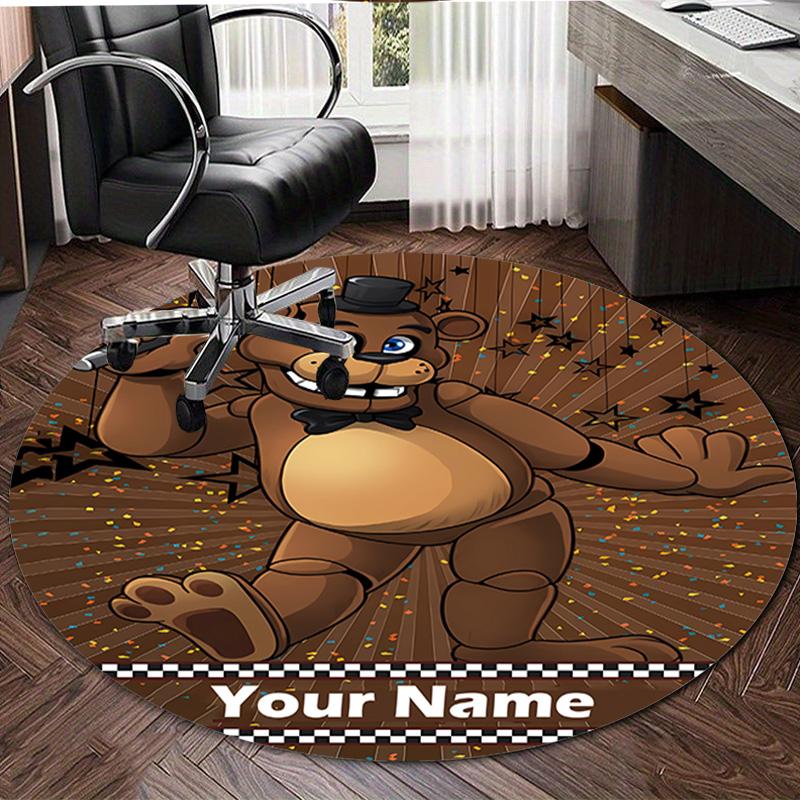 Personalized F-Freddy bear Round Chair Office Rug - Perfect for Mat, Office Chair & More - Ideal Gift for Birthdays and Holidays