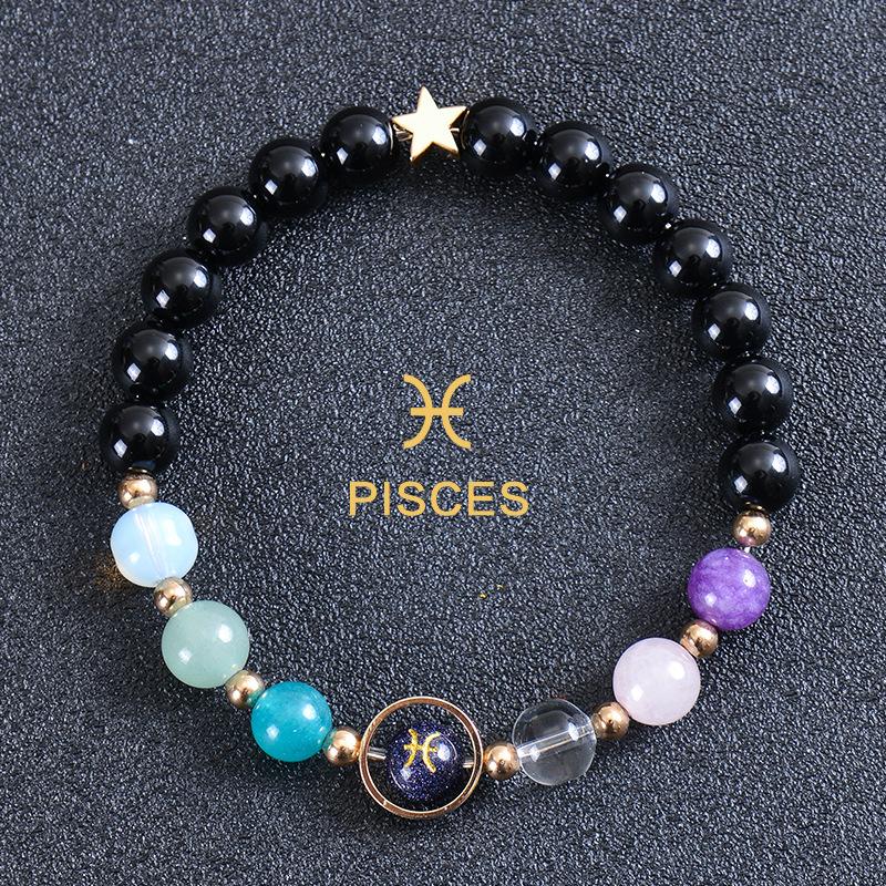 Eight major planets and twelve zodiac signs bracelet, frosted stone, bead bracelet, planets, Christmas gift, Stocking stuffers