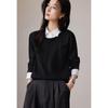 Women's Faux 2-Piece Shirt Collar Knit Sweater