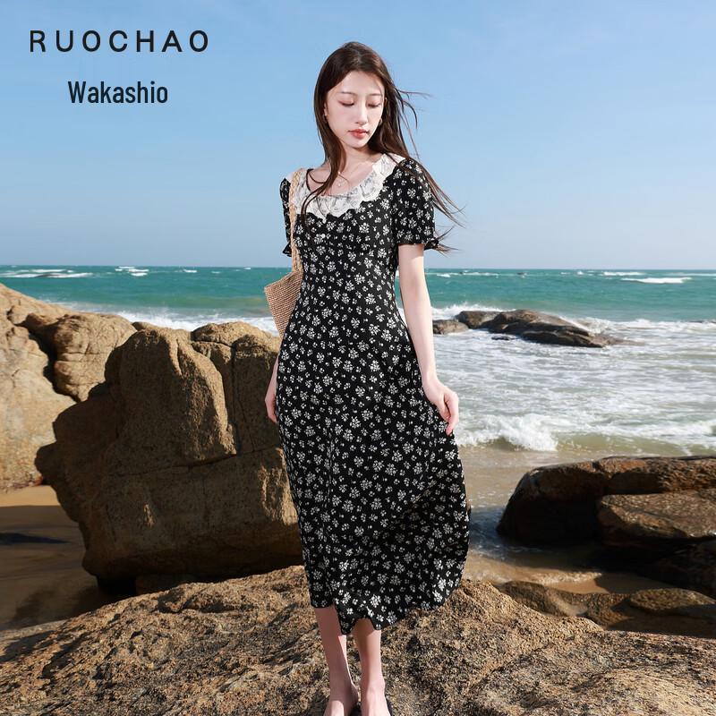 Sancai Plus Size French Square Neck Floral Midi Dress L