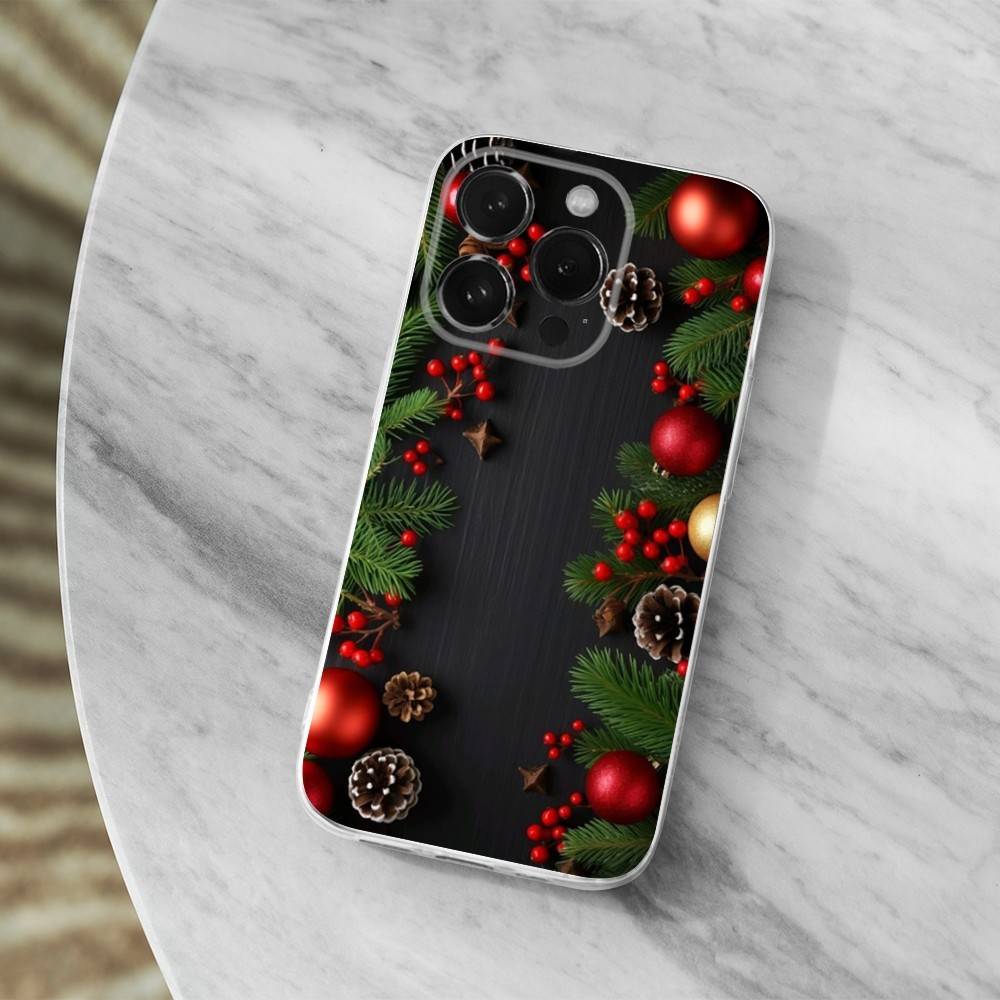 Christmas Art Decorations For iPhone 16,13,12,11,17,14,15,Pro,Max,Plus,X,XS,XR,SE,Mini Transparent Soft silicone Case