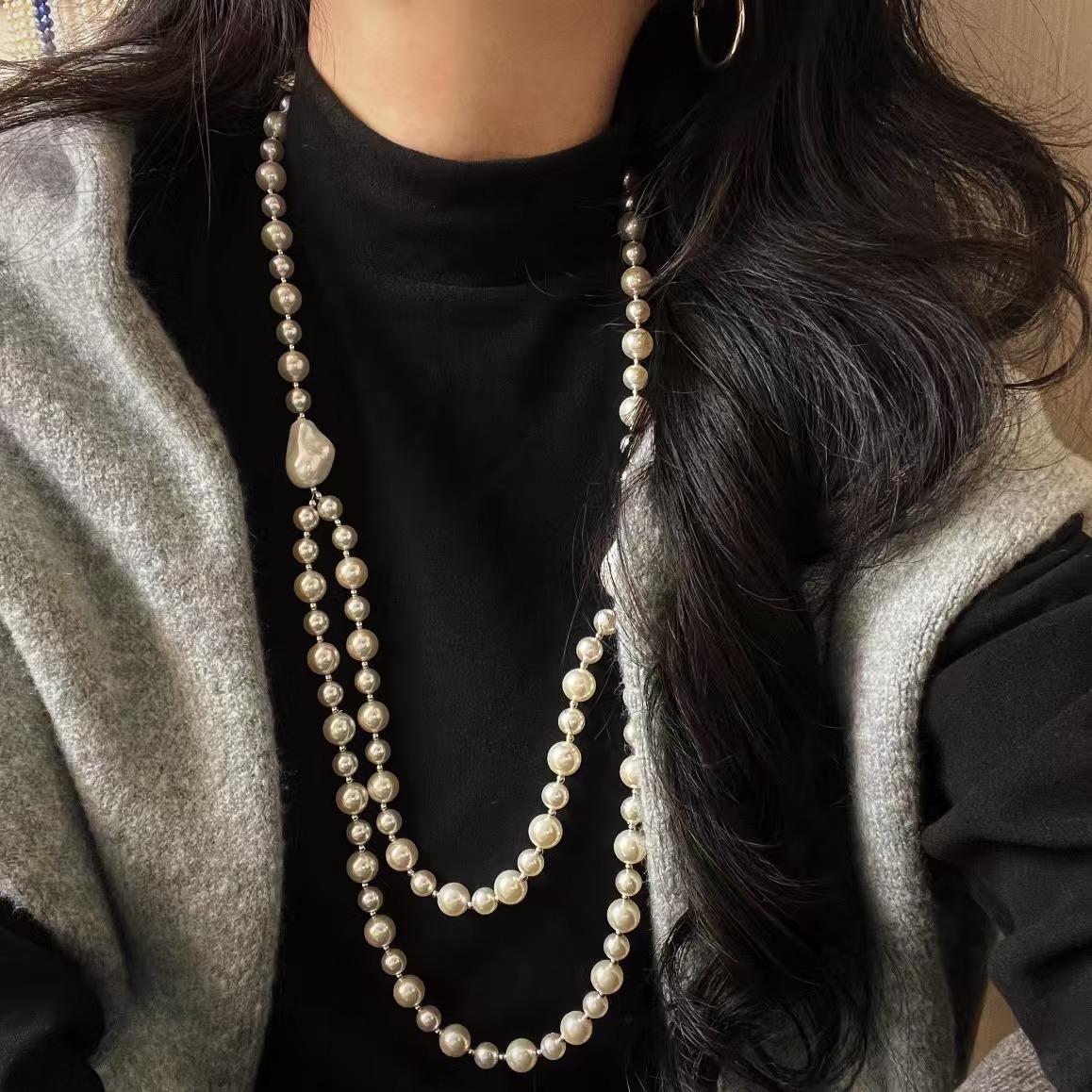 Vintage Artificial Crystal, A Variety Of Ways To Wear, Long Pearl Sweater Chain, Collarbone Chain, Necklace.