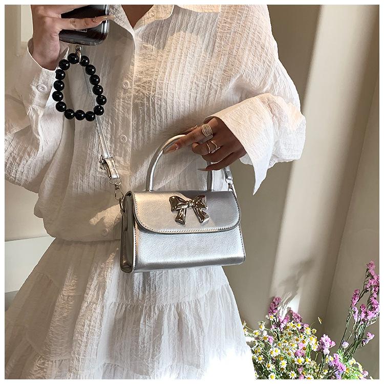Fashi Bow Women's Small Shoulder Bags Casual Portable Female Square Crossbody Bag PU Leather Ladies Clutch Purse Handbags