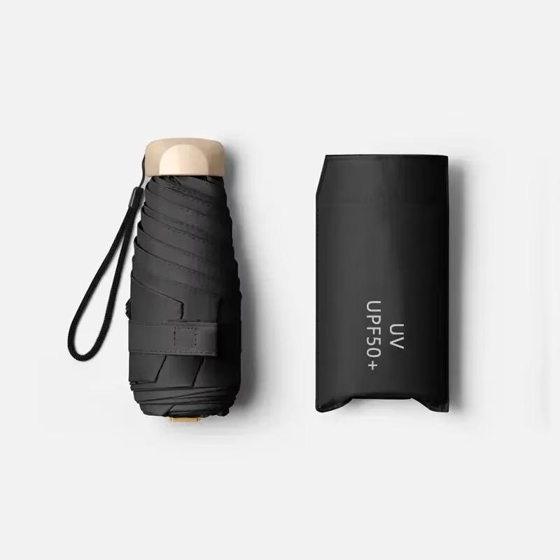 Small Pocket Rainproof Travel Umbrella Anti-UV Vinyl Folding Umbrella Parasol Mini Capsule Pocket Parasol Sun Umbrella