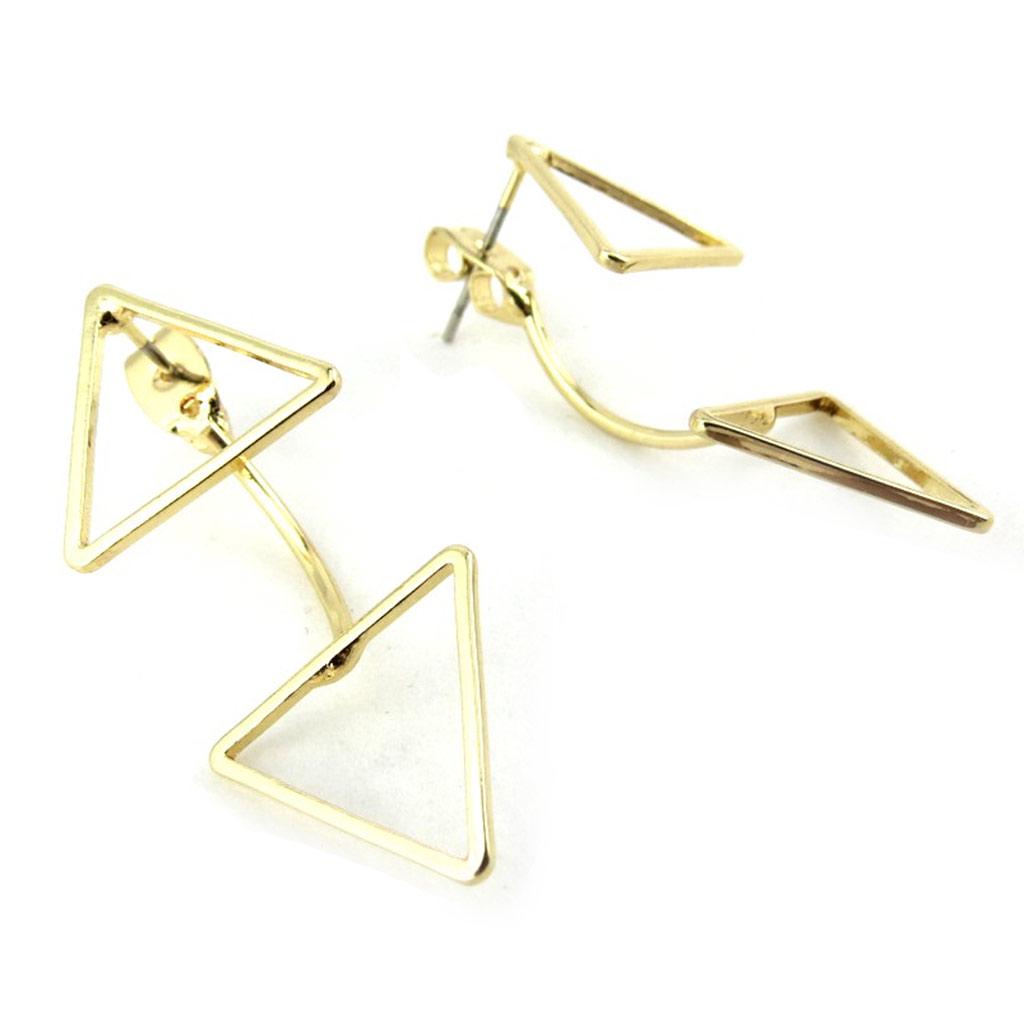 Les Trésors De Lily [N0769] - Gold 'Triangles' Lobe Contour Earrings