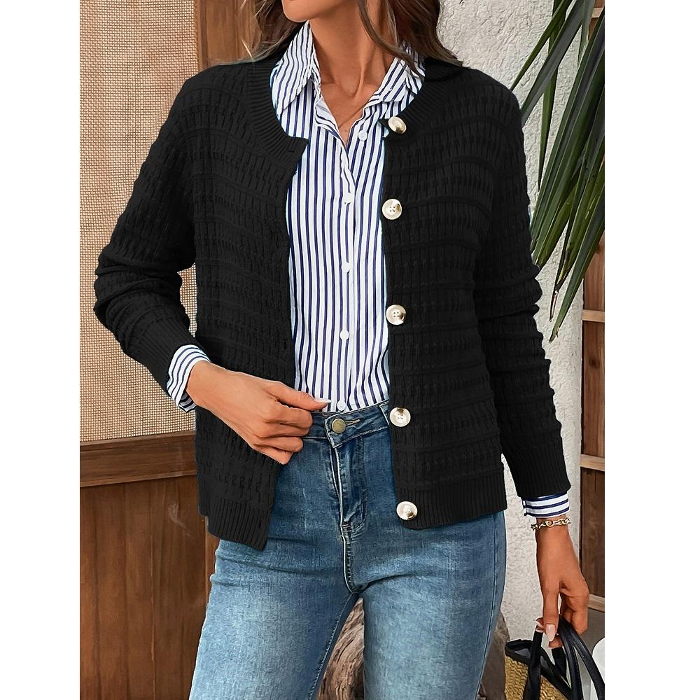 Women Autumn Knitted Cardigans Jackets Office Ladies Solid Color Long Sleeve Sweater Outerwear Coats