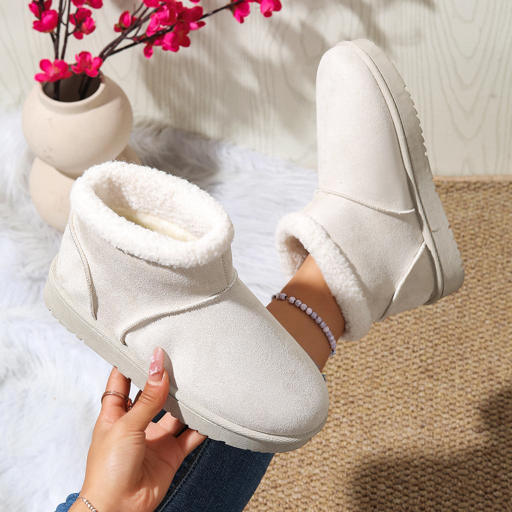 Autumn and Winter New Flat-bottomed Matte Snow Boots Women's Fleece Thickened Non-slip Warm Short Boots
