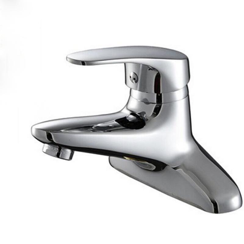 Modern Single-Hole Bathroom Basin Tap New Double Couplet Sink Mixer with Ceramic Valve Single Handle Lever Price (as the picture,Chrome)