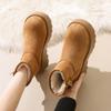 Women's lightweight comfortable thick sole one foot stirrup winter warm snow boots padded lining non-slip wear casual sports cotton boots
