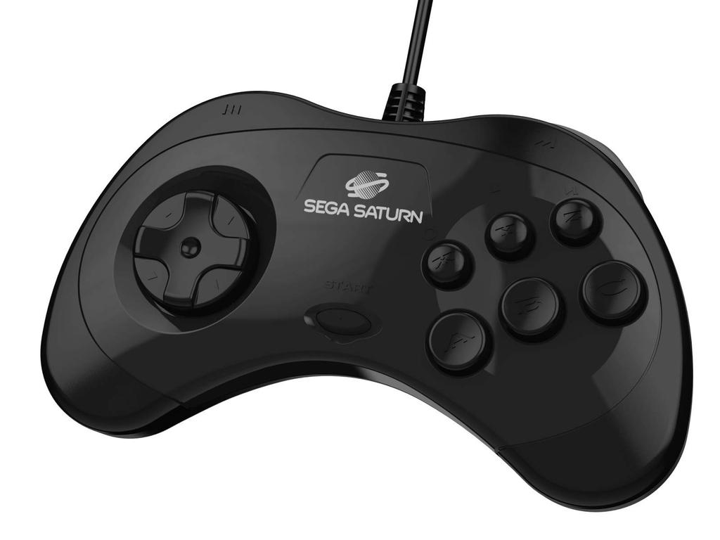 Offizieller Sega Saturn Gamepad-Controller, Offizieller Sega Saturn USB-Controller Arcade Pad Schwarz für 8-Tasten PC/Mac/Steam