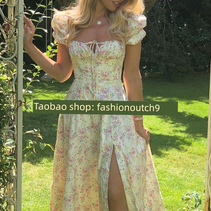 

2023 Платье-комбинация с принтом цветов и разрезом New Light Bottom Apricot Pink M