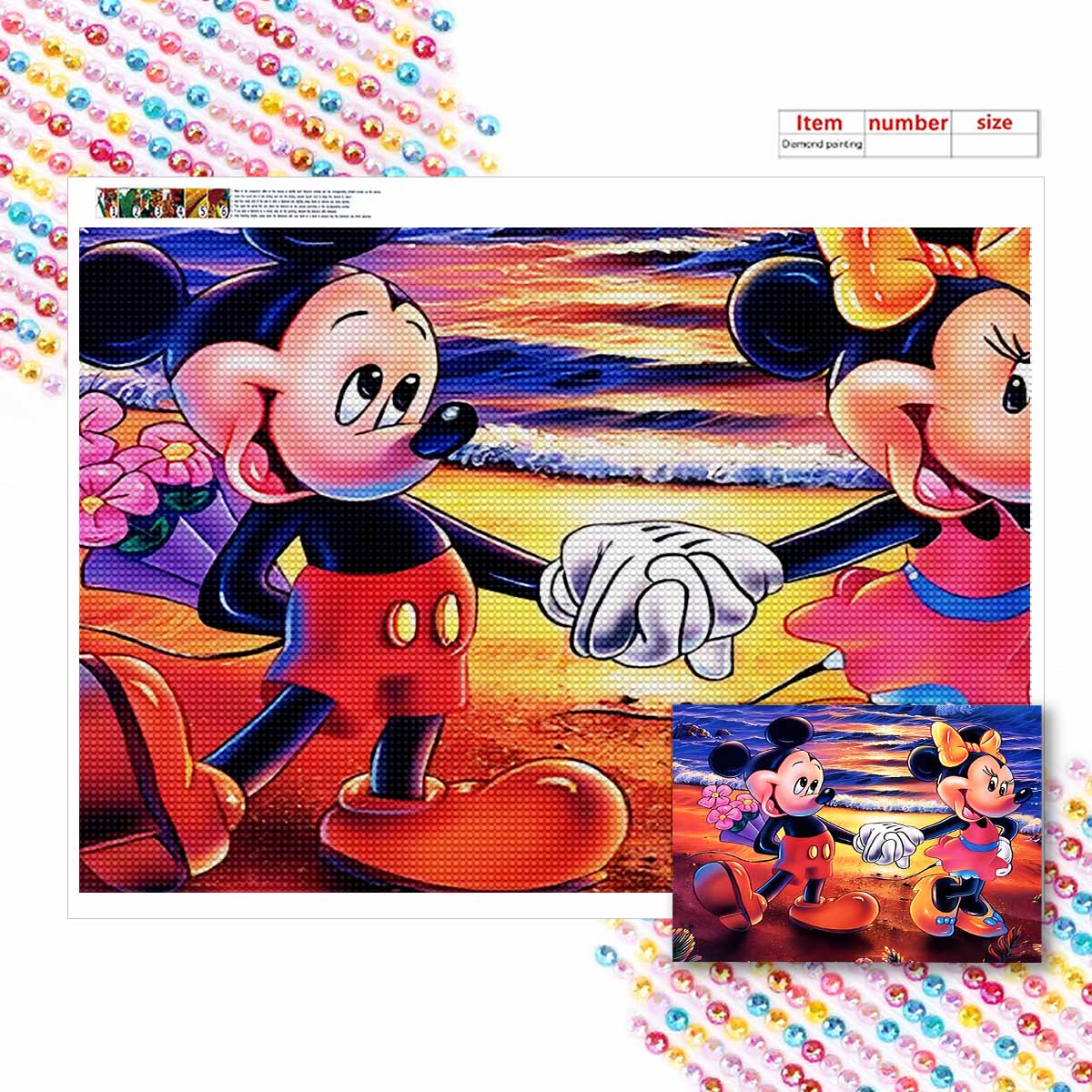 

Набор для алмазной вышивки «Сделай сам» Микки и Минни, набор для вышивания крестом, мозаичное искусство, алмазная вышивка, полная выкладка, алмазная домашняя декорация Round 20x30cm