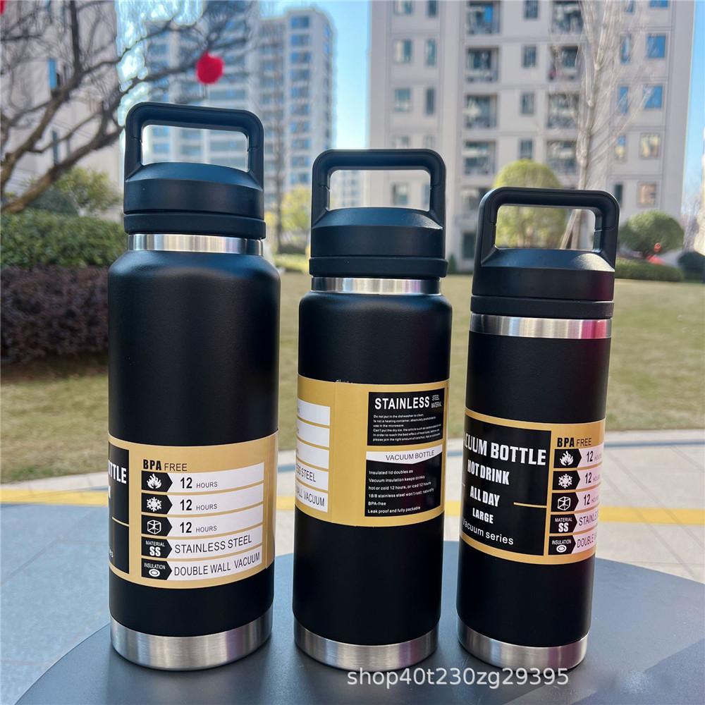 Isolierte 304 Edelstahl Wasserflaschen Doppelwandig isoliertes Wasser Weithals Tragbar für Sport Büro & Outdoor Radfahren