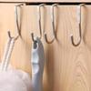 Stainless Steel S-Shaped Double Hook 1pc - Punch-Free Wall Mount Cabinet Door Hanger - Easy Install Traceless Hanging Clothes Hook for Kitchen