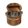 Wooden Rice Bucket Practical 16cm Multifunctional Round Reusable Wooden Sushi Rice Bowl for Cooking Kitchen Restaurant