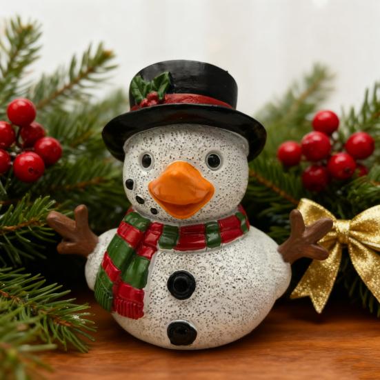 Vánoční kachní figurka Santa Claus Sob Elf Sněhulák Kachní socha Pryskyřičná zvířecí socha Vánoční sváteční párty Stolní dekorace Ozdoba