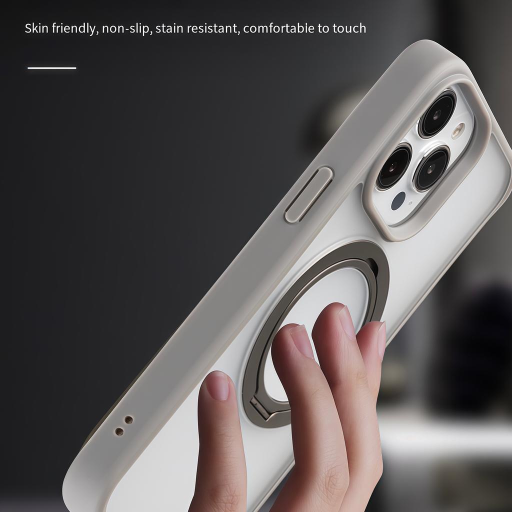 For iPhone 15 Pro Max Case Compatble with MagSafe Rotating Kickstand TPU+PC Phone Cover