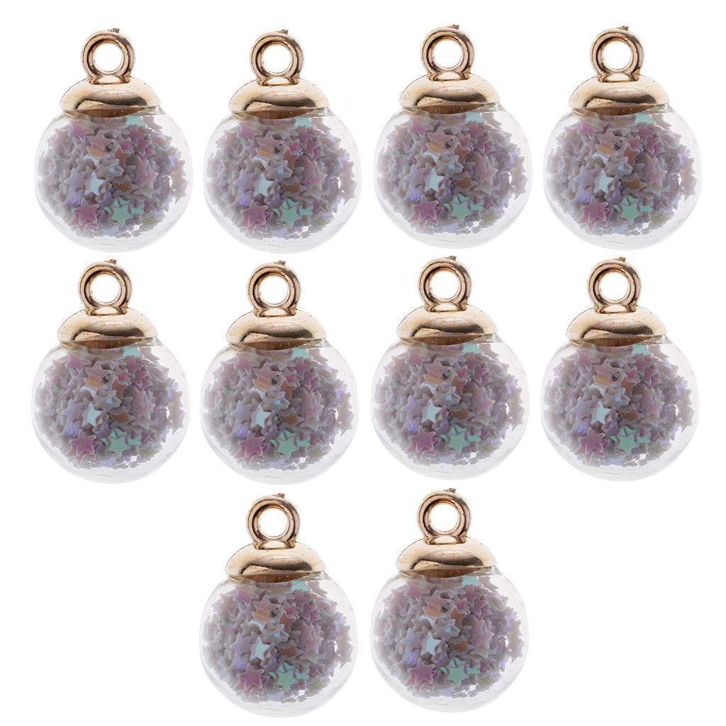 10 stykker 16 mm Tiny Star Glass Ball Charms Pendant DIY Craft rosa