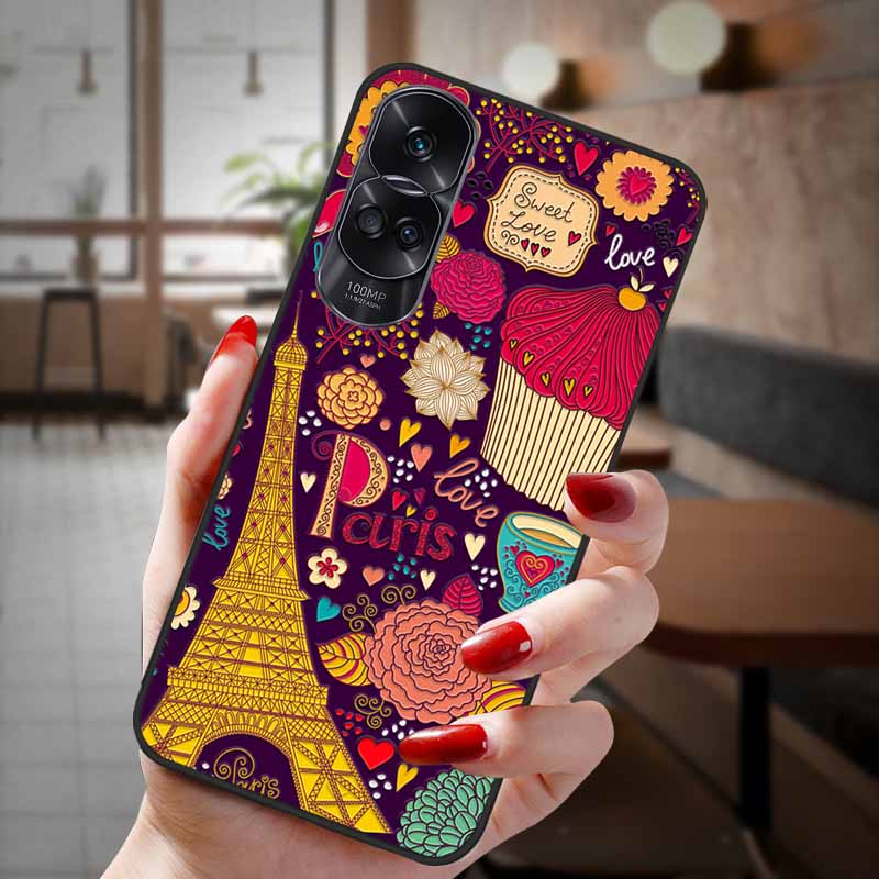 For Honor 90 Lite 5G Case 3D Flower Relief Emboss Silicon Back Cases For Honor 90 Cover Honor90 Pro 90Pro 90Lite Soft Protective