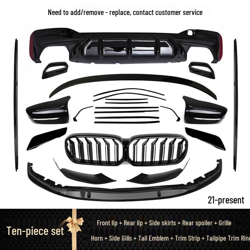 Compatible BMW New 5 Series Front & Rear Lip Kit (525/530Li) - Black Warrior MP Modification Kit.
