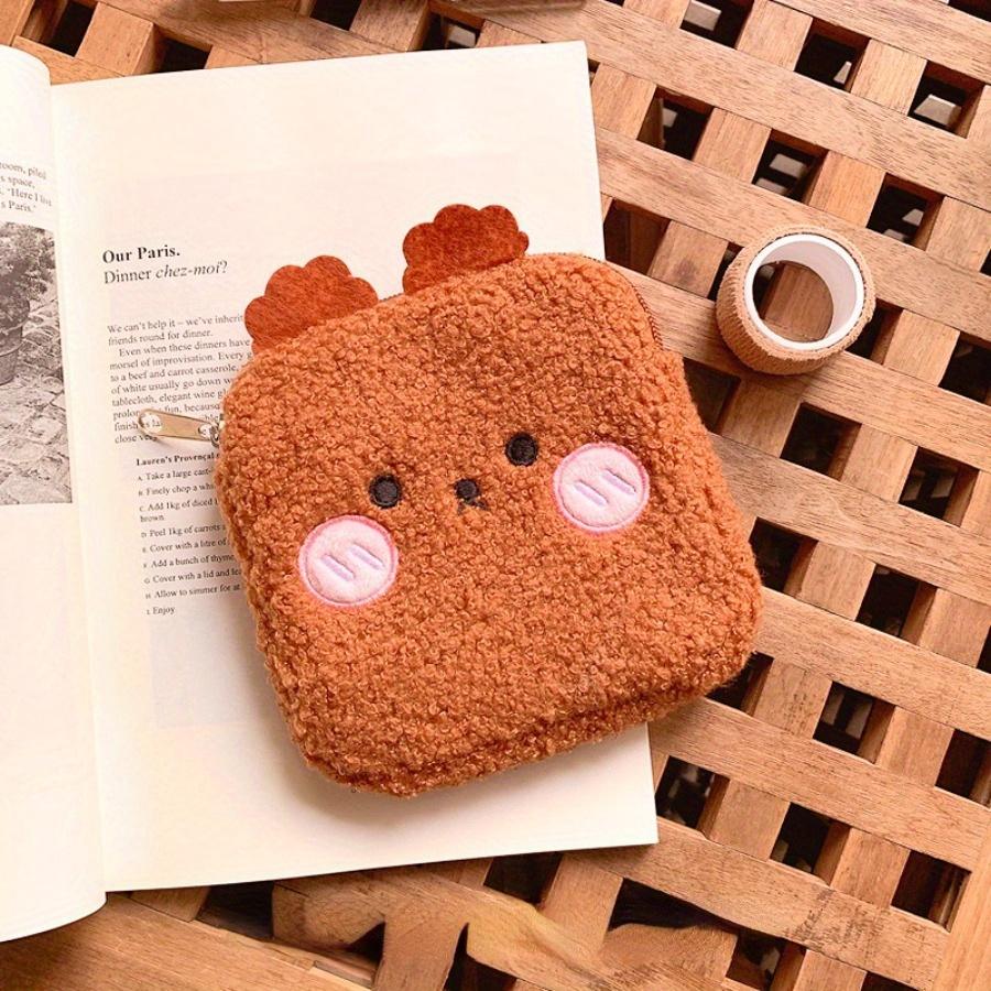 1PC Children s and Women s Cartoon Mini Health Pad Women s Cosmetic Bag Portable Health Bag with Lipstick Coins. Brown
