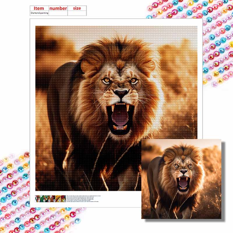 New Arrival 5D DIY Full Circle Diamond Painting "Lion" Embroidery Cross Stitch Home Decor Gift