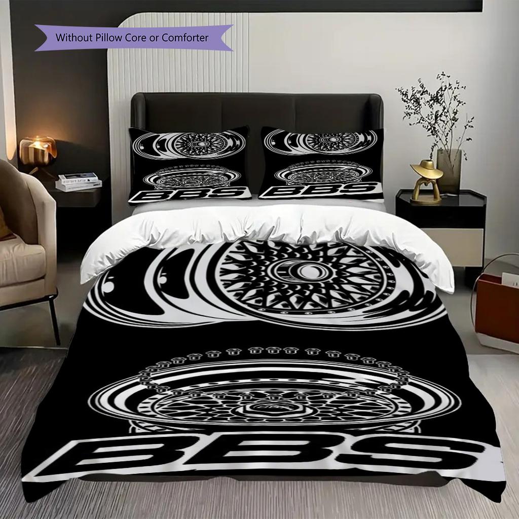 Bold Bbs Grid Bedding (1 * Duvet Cover + 2 * Pillowcase, Without Core) 2D Flat Christmas Birthday Gift Bedding Set Soft and Comfortable