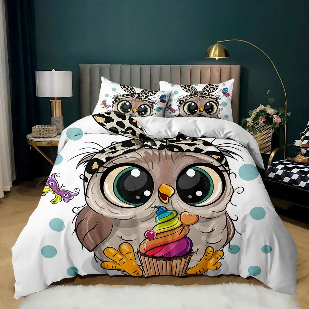 Owl Duvet Cover Twin King Queen Size Cartoon Owl Comforter Cover Bird Animal Bedding Set Boys Quilt Cover Polyester Quilt Cover