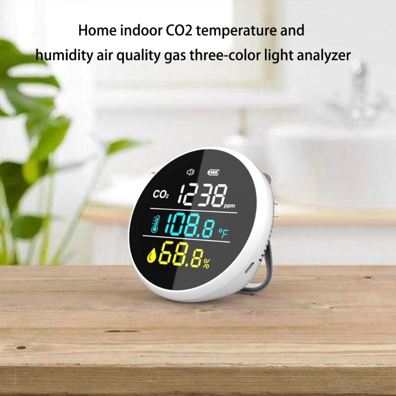 Indoor Air Quality Monitor CO2 Tester Meter Hygrometer With Temperature Dampness Measurement And Wall Mountable Design