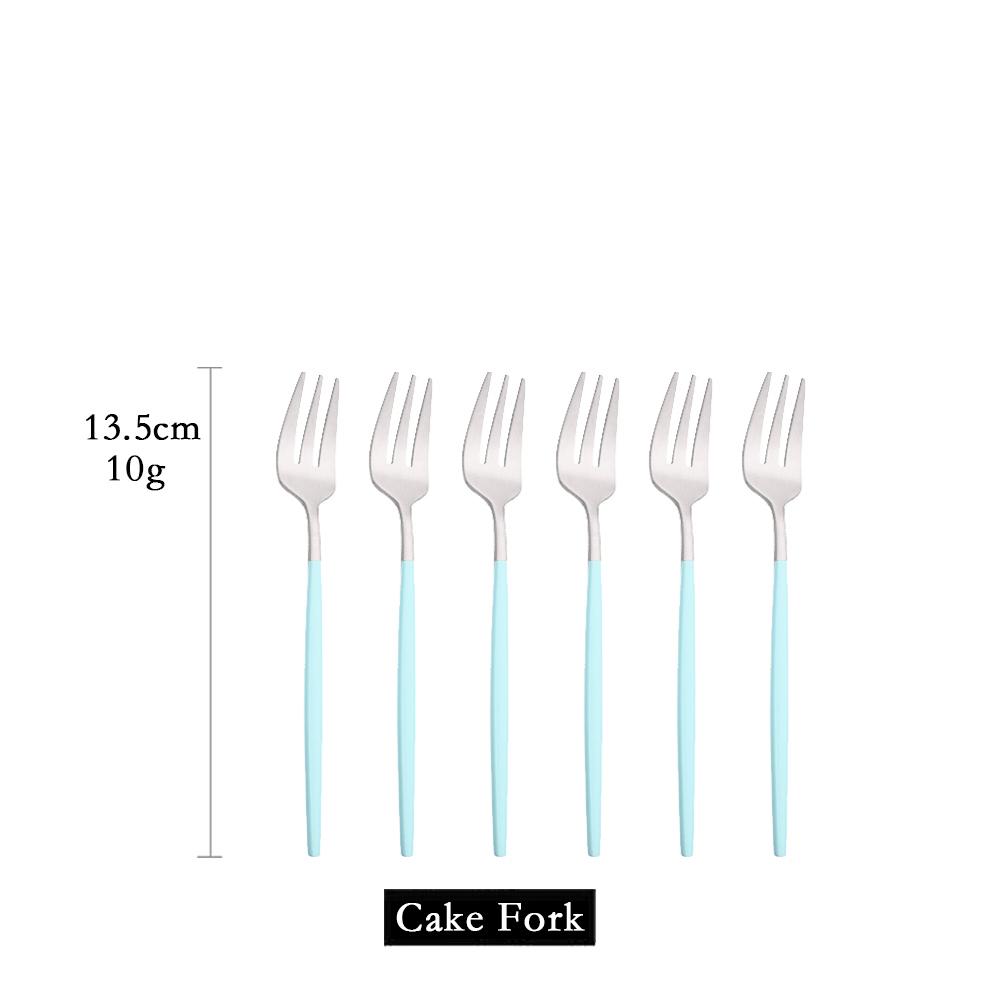 6Pcs/Set Gold Fork Set Tea Cake Snack Fork Dinnerware Cutlery Matte Stainless Steel Tableware Dessert Fruit Fork Silverware Set