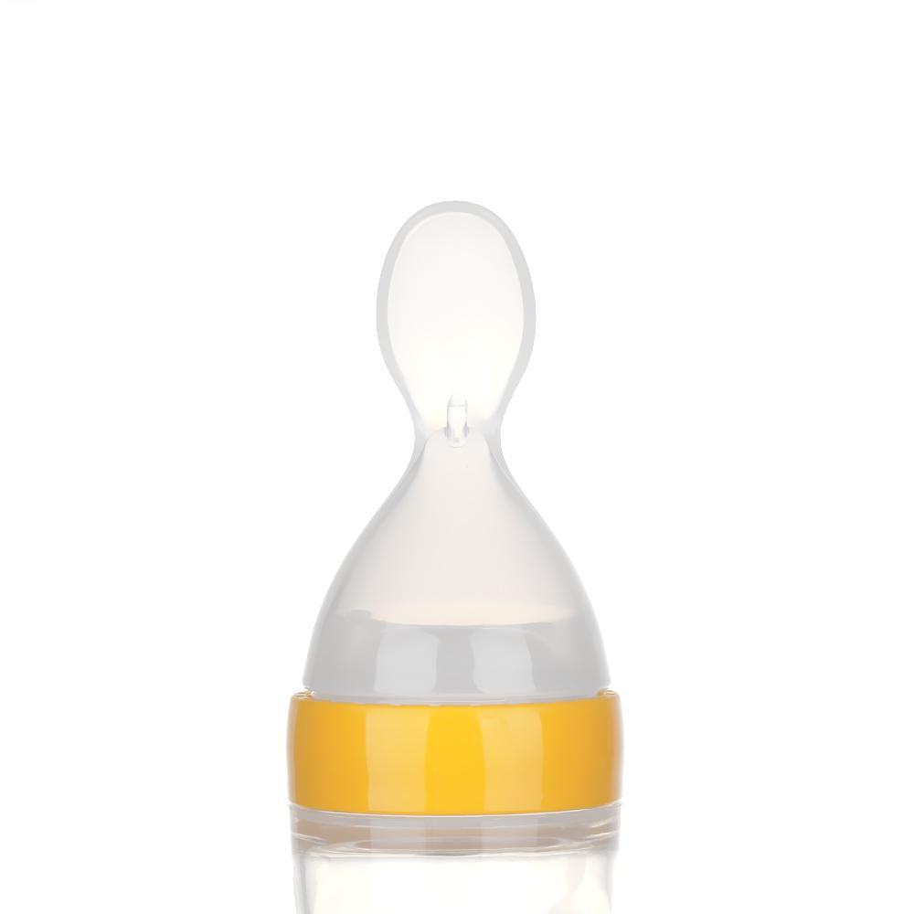 Baby Kid Silicone Squeeze Food Rice Feeder Feeding Bottle With Spoon Milk Bottle