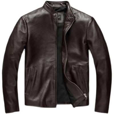 Chinese Size Casual Brown Genuine Leather Jacket Men Real Cow Skin Coat Spring Autumn Jaqueta Masculina Couro