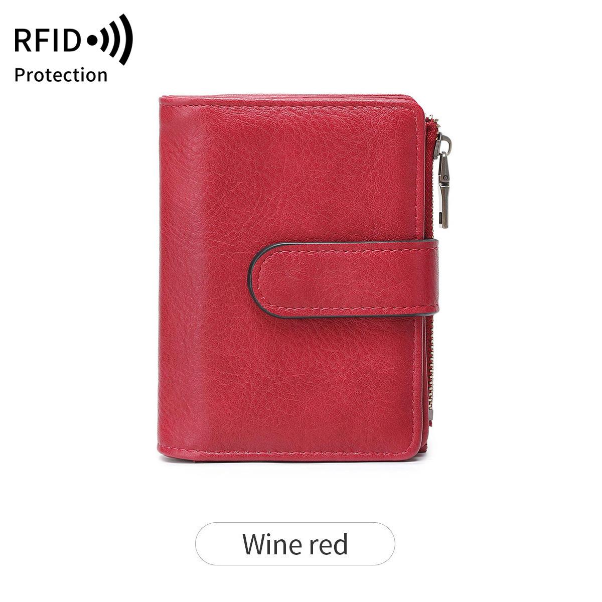 

Модный женский короткий кошелек RFID с защитой от кражи, женский кошелек с множеством отделений для карт, простой трехскладной держатель для карт, кошелек для монет, высокое качество
