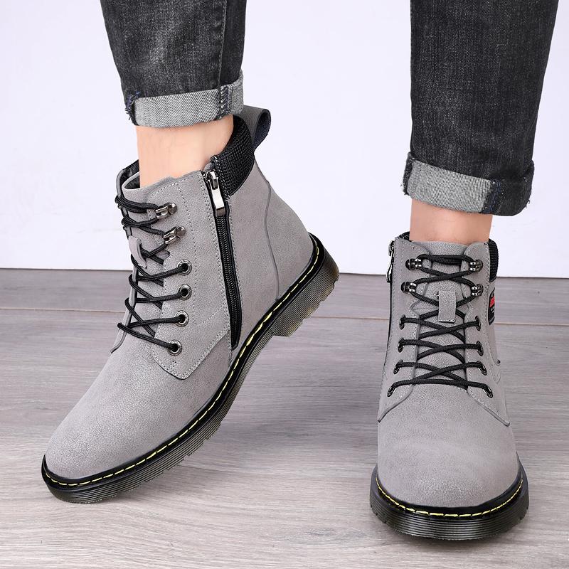 Fashion Trends Men Genuine Leather Boots Fashion Causal Boots Genuine Leather Shoes Comfy Durable Outdoor Warm Plush Cowboy Ankle Boots