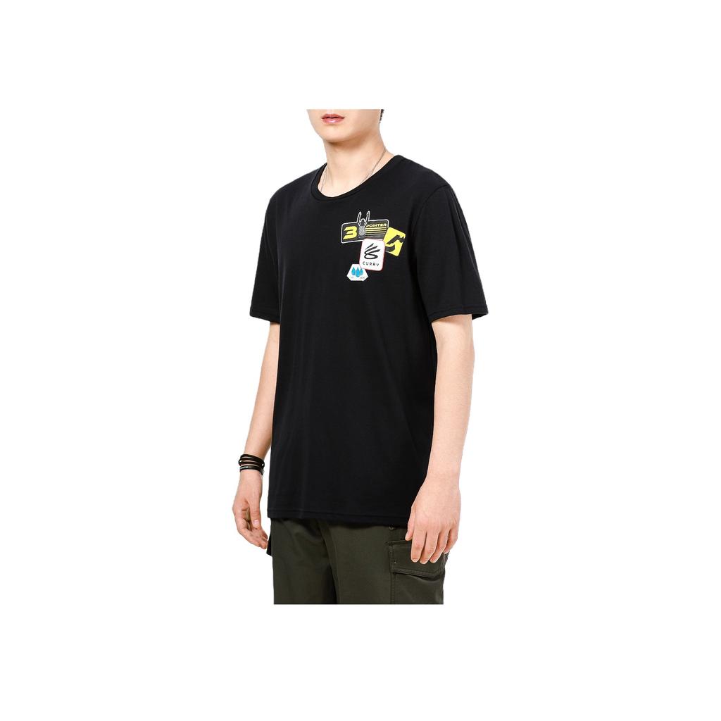 Under Armour Curry Logo Training Sports Print Crew Neck Vintage Breathable Short Sleeve T-Shirt Men Tops Black 1369442-001