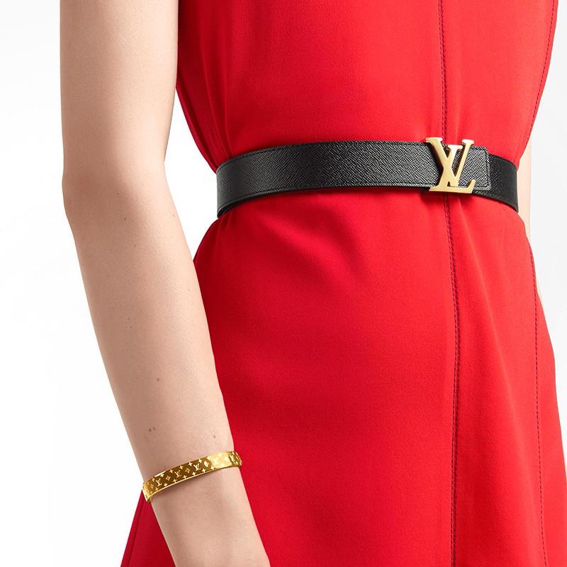 LOUIS VUITTON Monogram Canvas Leather Belts Womens Black/Brown Width 3cm