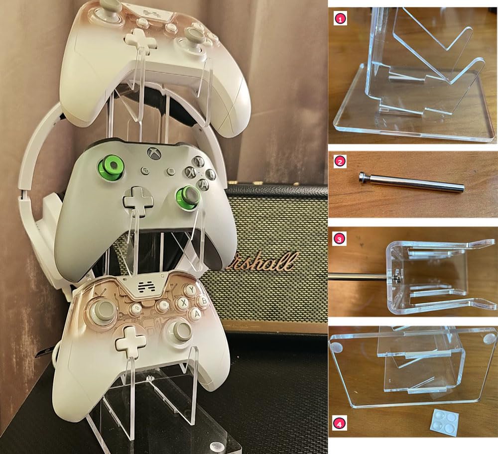Bombinate Controller Stand Stylish Storage Controller Holder Game Console Storage Rack Game Rack (Transparent Base)