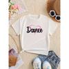 European Size Girls Round-neck Short-sleeved T-shirt with English Pattern Print for Dancing