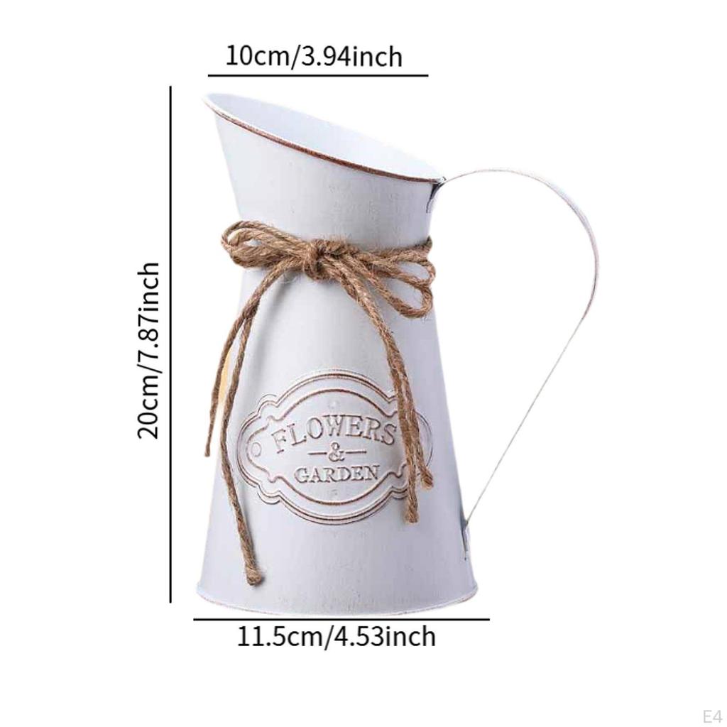 Floral Rustic Decorative Vase, French Bucket, Flower Holder, Farmhouse Vase for Artificial Flowers