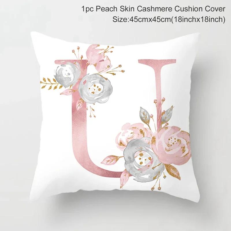 45X45Cm Pink Letter Cushion Pillowcase Decorative Sofa 40X40Cm Pillow Cases Autumn Decoration