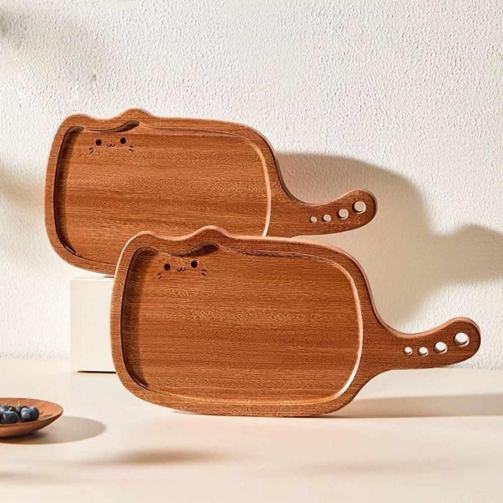 Solid Wood Ebony Wood Cutting Board Thickened Kitty Shape Steak Tray Fruit Chopping Board Kitchen