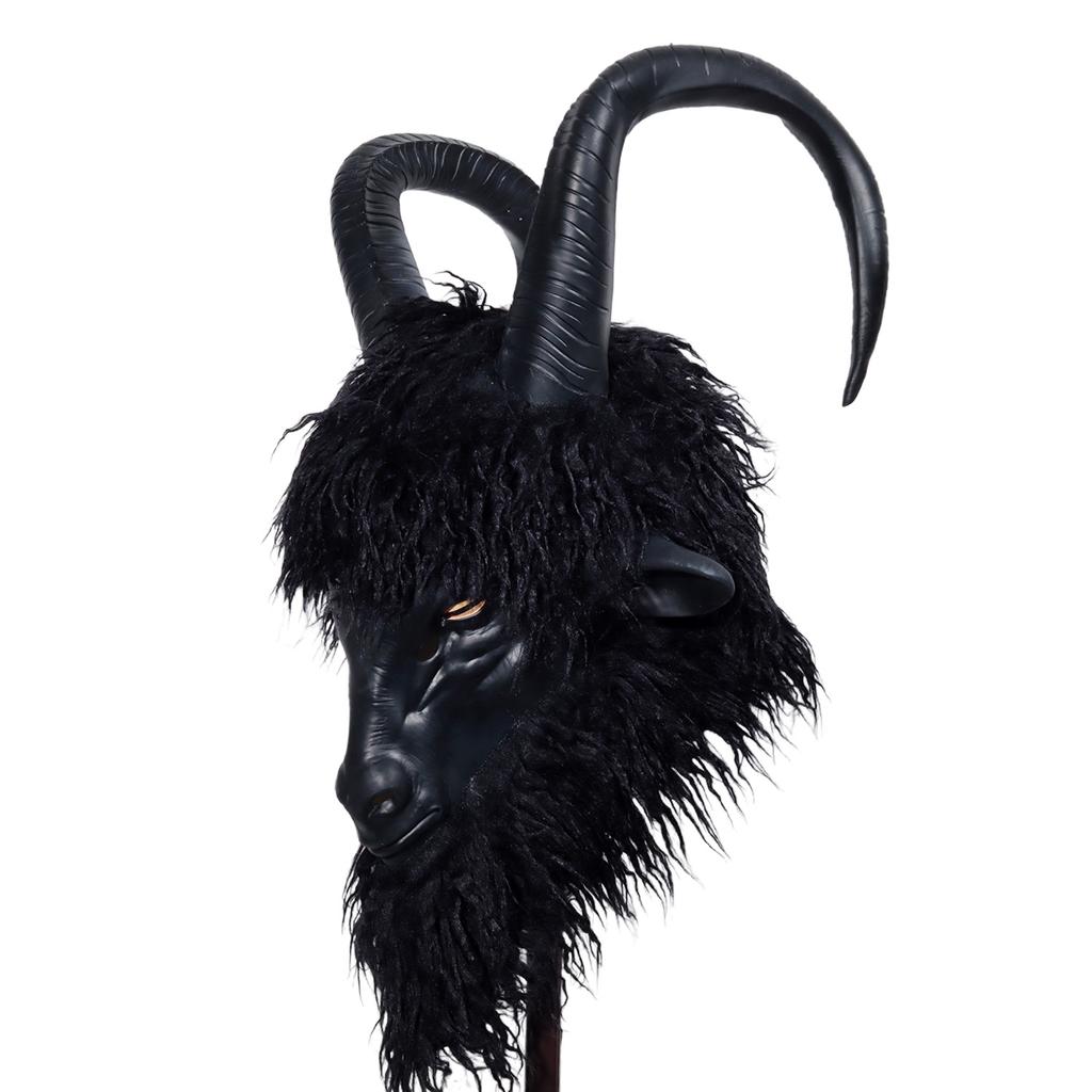 Tierziegenmaske Cosplay Böser Schwarzer Phillip Ziegenbock Mit Großen Hörnern Latexhelm Halloween Karneval Verkleidungsparty Kostüm Requisiten
